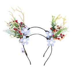 Miaelle LED-Blumen-Haarbänder, leuchtendes Geweih-Stirnband, Weihnachts-Stirnband, Party-Dekoration für Frauen und Mädchen, Weihnachtsdekoration, 5 Stück von Miaelle