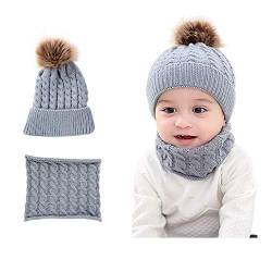 Miagon 2 Stücke Schöne Weiche Kleinkind Kinder Baby Winter Warme Strickmütze Beanie Cap & Neck Warmer Kreis Loop Schal für Mädchen Jungen 0-3 Jahre von Miagon