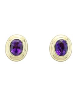 MIAMAR Ohrringe 0501250 Damen Ohrstecker 14 Karat (585) Gelbgold lila Amethyst von Miamar