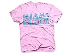 Miami Vice Offizielles Lizenzprodukt, Distressed Logo T-Shirt (schwarz) Gr. 56, rose von Miami Vice
