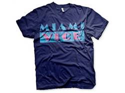 Miami Vice Offizielles Lizenzprodukt, Distressed Logo T-Shirt (schwarz) Gr. S, navy von Miami Vice