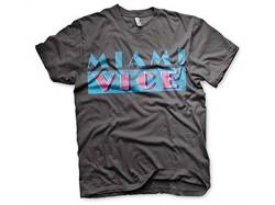 Miami Vice Offizielles Lizenzprodukt, Distressed Logo T-Shirt (schwarz) Gr. XXL, dunkelgrau von Miami Vice