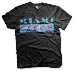 Miami Vice Offizielles Lizenzprodukt Miami Vice Distressed Logo Herren T-Shirt (Schwarz), X-Large von Miami Vice