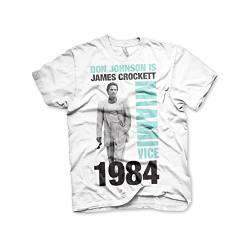 Miami Vice Offizielles Lizenzprodukt Miami Vice Don Johnson is Crockett Herren T-Shirt (Weiß), Medium von Miami Vice