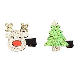 2 Stück niedliche Weihnachtshaarspangen Weihnachtsbaum Santa Clip Clips Haarnadel Kopfschmuck Haarschmuck für Mädchen Haarspangen Damen Französisch von MianYaLi