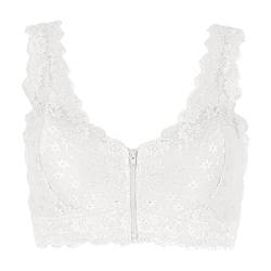 Bequemer und sexy Damen-BH mit großem Spitzen-Spitzenträger und tiefem V-Reißverschluss vorne Yoga Bustier Damen von MianYaLi