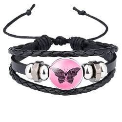 MianYaLi Brustkrebs-Bewusstsein Nette Pflege rund um die Brust Zubehör Handgemachtes Lederarmband Frauen Armband Silber 925 Damen von MianYaLi