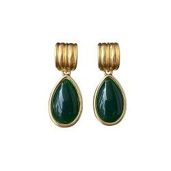 Miancheng 18k Vergoldete Retro Grün Anhänger Ohrringe,Smaragd Anhänger Ohrringe für Damen,Frauen,Mädchen von Miancheng