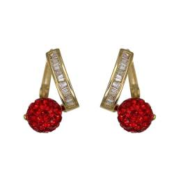 Miancheng Golden Cubic Zirkonia Rot Ball Frauen Ohrringe,Rote Ohrringe Stecker für Damen,Frauen,Mädchen von Miancheng