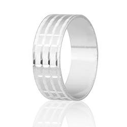 Mianova Band Ring Aluminium mit Tribal Cut Farbig Ehering Herrenring Damenring Partnerring Damen Herren Silber Silber Größe 53 (16.9) von Mianova