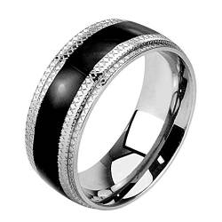 Mianova Band Ring Edelstahl Ehering Herrenring Damenring Partnerring Damen Herren Tribal Silber Schwarz Größe 73 (23.2) Breite 8mm von Mianova