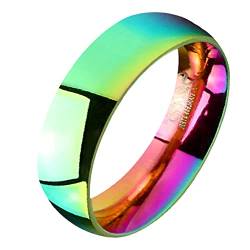 Mianova Band Ring Edelstahl Fingerring Rainbow Regenbogen Herrenring Damenring Partnerring Ehering Freundschaftring Damen Herren Größe 49 (15.6) Breit: 6mm von Mianova