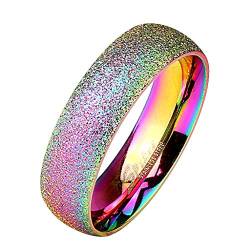 Mianova Band Ring Edelstahl mit Diamantoptik Ehering Herrenring Damenring Partnerring Damen Herren Trauring Rainbow Größe 62 (19.7) von Mianova