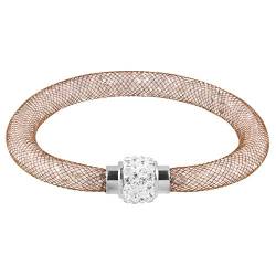 Mianova Damen Armband Armreif Stardust mit Kristallen Glitzerkugel und Magnetverschluß Hellbraun von Mianova