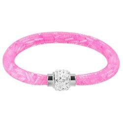 Mianova Damen Armband Armreif Stardust mit Kristallen Glitzerkugel und Magnetverschluß Rosa von Mianova