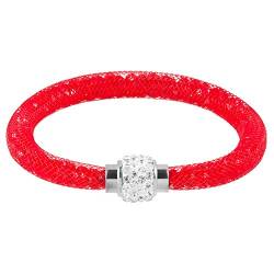 Mianova Damen Armband Armreif Stardust mit Kristallen Glitzerkugel und Magnetverschluß Rot von Mianova