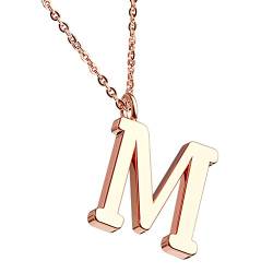Mianova Damen Halskette Kette mit Buchstaben Anhänger Rosegold Vergoldet Buchstabe M von Mianova
