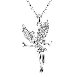 Mianova Damen Halskette Kette mit Swarovski Elements Glitzer Kristall Elfen Engel Anhänger im Schmucketui Silber von Mianova