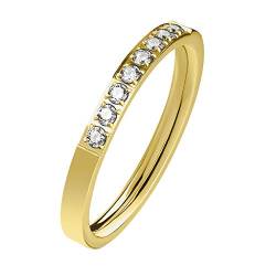 Mianova Damen Ring Edelstahl Bandring Damenring Verlobungsring Ehering mit Kristallen Größe 50 (15.9) Gold von Mianova