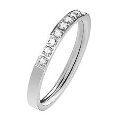 Mianova Damen Ring Edelstahl Bandring Damenring Verlobungsring Ehering mit Kristallen Größe 55 (17.5) Silber von Mianova