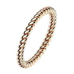 Mianova Damen Ring Edelstahl Schmaler Geflochtener Bandring Damenring Trauring Fingerring Rosegold Größe 49 (15.6) von Mianova