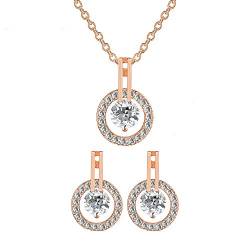 Mianova Damen Schmuckset Rosegold vergoldet im Schmucketui mit rundem Swarovski Elements Strass Kristall Anhänger Halskette Ohrringe Set von Mianova