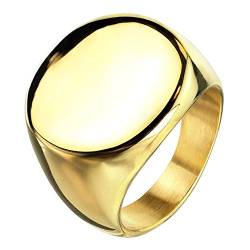 Mianova Ring Edelstahl Runder Siegelring Biker Rocker Herrenring Damenring Partnerring Damen Herren Größe 52 (16.6) Gold von Mianova