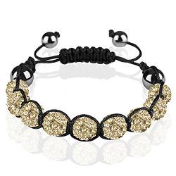 Mianova Shamballa Strass Armband Armreif Glücksbringer Glücks Armband Armreif mit Kristall Kugeln einfarbig Gold von Mianova