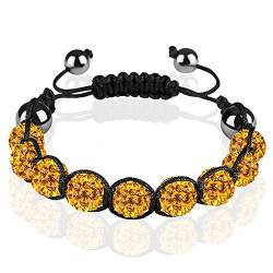 Mianova Shamballa Strass Armband Armreif Glücksbringer Glücks Armband Armreif mit Kristall Kugeln einfarbig Goldgelb Gelbgold von Mianova