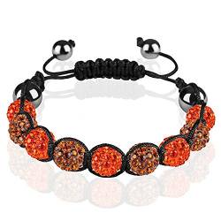 Mianova Shamballa Strass Armband Armreif Glücksbringer Glücks Armband Armreif mit Kristall Kugeln zweifarbig Orange Coffee Braun von Mianova