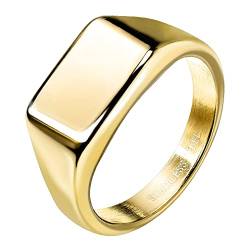 Mianova Siegelring Edelstahl rechteckig Herrenring Damenring Partnerring Trauring Verlobungsring Band Ring Damen Herren Breit modern Gold Größe 52 (16.6) von Mianova