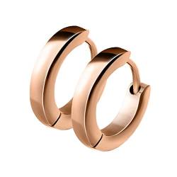 Mianova Unisex Creolen Edelstahl Damen Herren Klapp-Verschluss Schmale Ohrringe Huggie Kreolen Stecker Ohrstecker zum Klappen rund 2,5mm breit Rosegold von Mianova