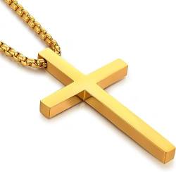 Miaofu Kreuz Halskette Edelstahl Kruzifix 316L Anhänger Schmuck für Herren Damen Gold Farben von Miaofu