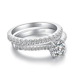 Miaofu Verlobungsring Ehering Jubiläumsring Hochzeitsring,Ring für Damen Engagement Ring Promise Ring Größe 54 Damen Ring Silber 925,Trauringe Damen,Verlobungsring für Damen,Freundschaftsringe von Miaofu