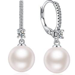 Perlenohrringe, Perlenohrringe Hängend, Ohrringe Perlen Silber 925, Ohrringe Perlen von Miaofu