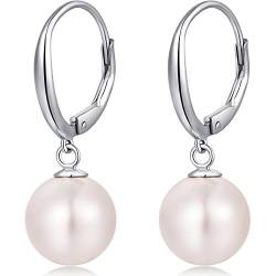 Perlenohrringe Hängend Perlen Ohrringe Perlen Ohrringe für Damen Silber Perlen Tropfen ohrringe Sterling Silber Hänger Perlen Ohrringe Weißgold Perlen Ohrringe Silber Creolen Pearl Earrings für Damen von Miaofu