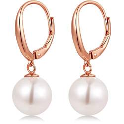 Perlenohrringe Roségold Perlen Ohrringe Weißgold Perlenohrringe Hängend Perlen Ohrringe für Damen Roségold Perlen Silber Ohrringe,Perlenohrringe Silber Hängend,Ohrringe Silber Perlen Pearl Earrings von Miaofu