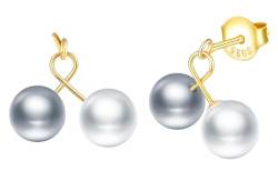 MicLee Damen 925 Sterling Silber Perlenohrringe Ohrringe Mode Vielseitiger Ohrschmuck mit Geschenkbeutel,Super Weihnachten Geschenk von MicLee