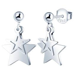 MicLee Damen 925 Sterling Silber Zwei Sterne Ohrstecker Ohrringe Mode Vielseitiger Ohrschmuck mit Geschenkbeutel,Super Weihnachten Geschenk von MicLee