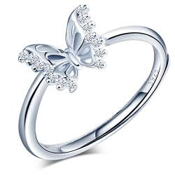 MicLee Damen Eheringe 925 Sterling Silber Schmetterling Ring Hochzeitsringe Verlobungsring Trauringe mit Weiß Zirkonia Partnerring Verstellbare Geschenke für Valentinstag Weihnachten für Frauen von MicLee