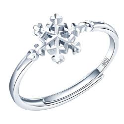 MicLee Damen Eheringe 925 Sterling Silber Schneeflocke Ring Hochzeitsringe Verlobungsring Trauringe Partnerring Verstellbare Geschenke für Valentinstag Weihnachten für Frauen Freundin von MicLee