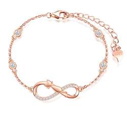 MicLee Damen Einfach Armband Zirkonia 925 Sterling Silber Allergenfrei Katze Unendlichkeit Zeichen Armreif Armkette mit Geschenkbeutel Super Geschenk für Mutter Freundin von MicLee