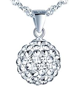 MicLee Damen Halskette 925 Sterling Silber Österreichischer Kristallkugeln Zirkonia Anhänger Kette mit Geschenkbeutel Super Geschenk von MicLee