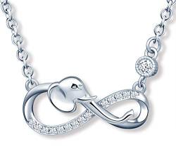 MicLee Damen Halskette 925 Sterling Silber Zirkonia Allergenfrei Elefant Unendlichkeit Zeichen Anhänger Kette mit Geschenkbeutel Super Geschenk für Mutter Freundin von MicLee