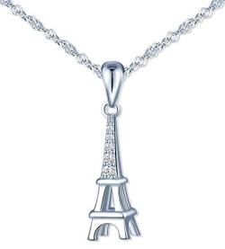 MicLee Damen Halskette 925 Sterling Silber Zirkonia Paris Eiffelturm Anhänger Kette mit Geschenkbeutel Super Geschenk für Paar Pärchen Mutter Tochter von MicLee