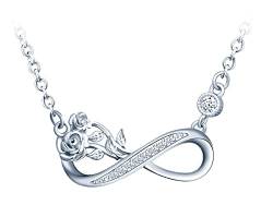 MicLee Damen Halskette 925 Sterling Silber Zirkonia Unendlichkeit Zeichen Rose Anhänger Kette mit Geschenkbeutel Super Geschenk für Mutter Freundin von MicLee