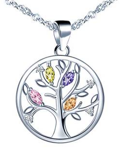 MicLee Damen Halskette Baum Des Lebens Leer Lebensbaum 925 Sterling Silber Zirkonia Anhänger Kette mit Geschenkbeutel Super Geschenk für Paar Pärchen Mutter Tochter von MicLee