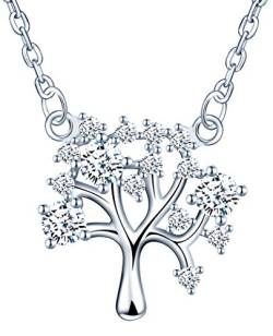 MicLee Damen Lebensbaum 925 Sterling Silber Halskette Einfach Baum des Lebens Anhänger Kette mit Geschenkbeutel Super Geschenk für Paar Pärchen Mutter Tochter von MicLee