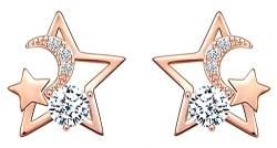 MicLee Damen Ohrringe Ohrstecker 925 Sterling Silber Star Mond Zirkonia Ohrschmuck mit Geschenkbeutel Super Weihnachten Geschenk von MicLee