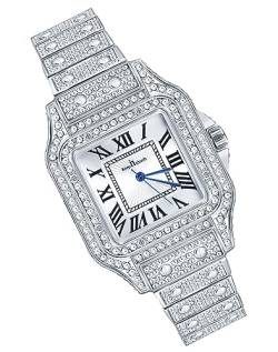 MicLee Damenuhr Analoge Armbanduhr Quadratisches Römisches Zifferblatt aus Edle Quarzuhr mit vollem Diamanten von MicLee